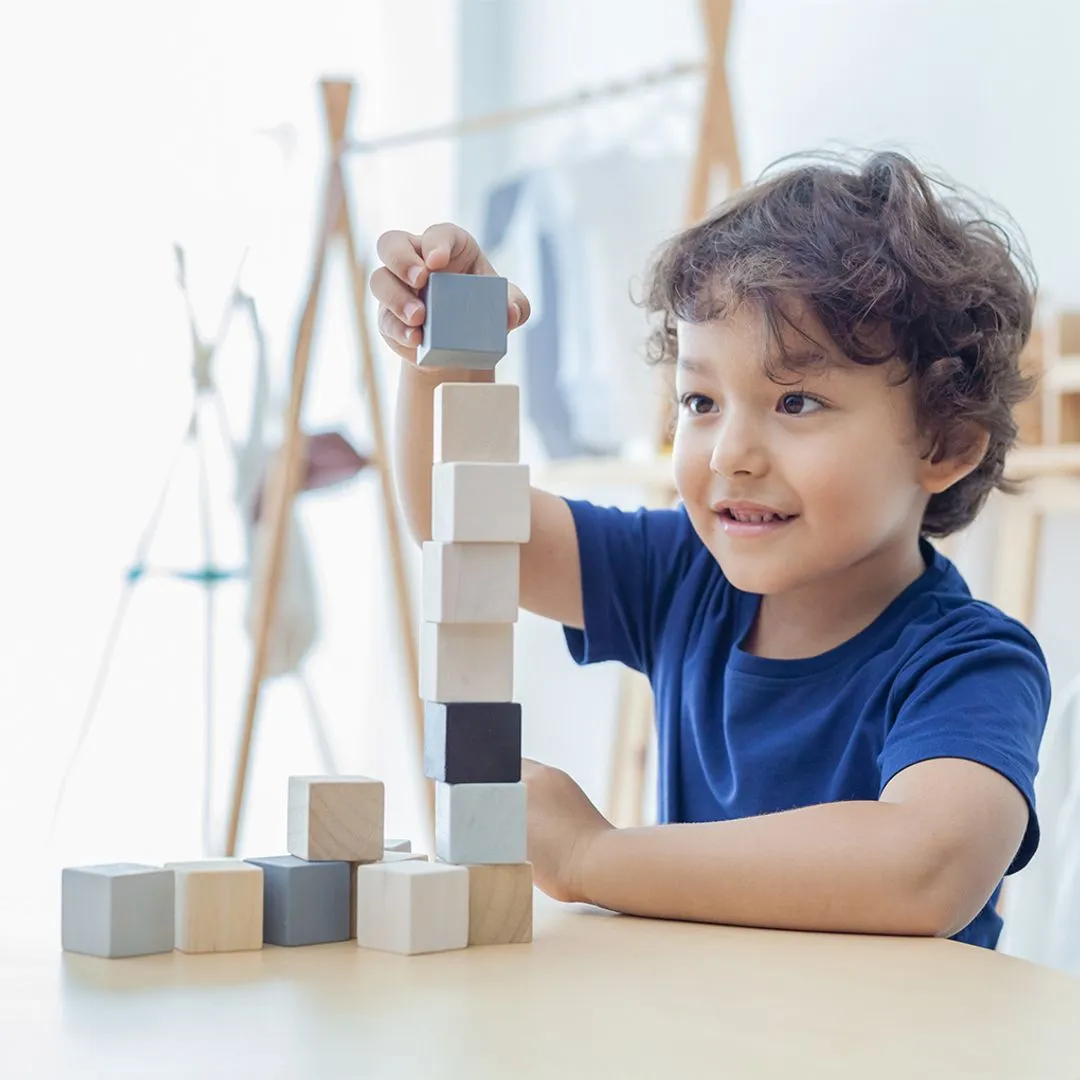 PlanToys Cubes jeu maths bois empilable