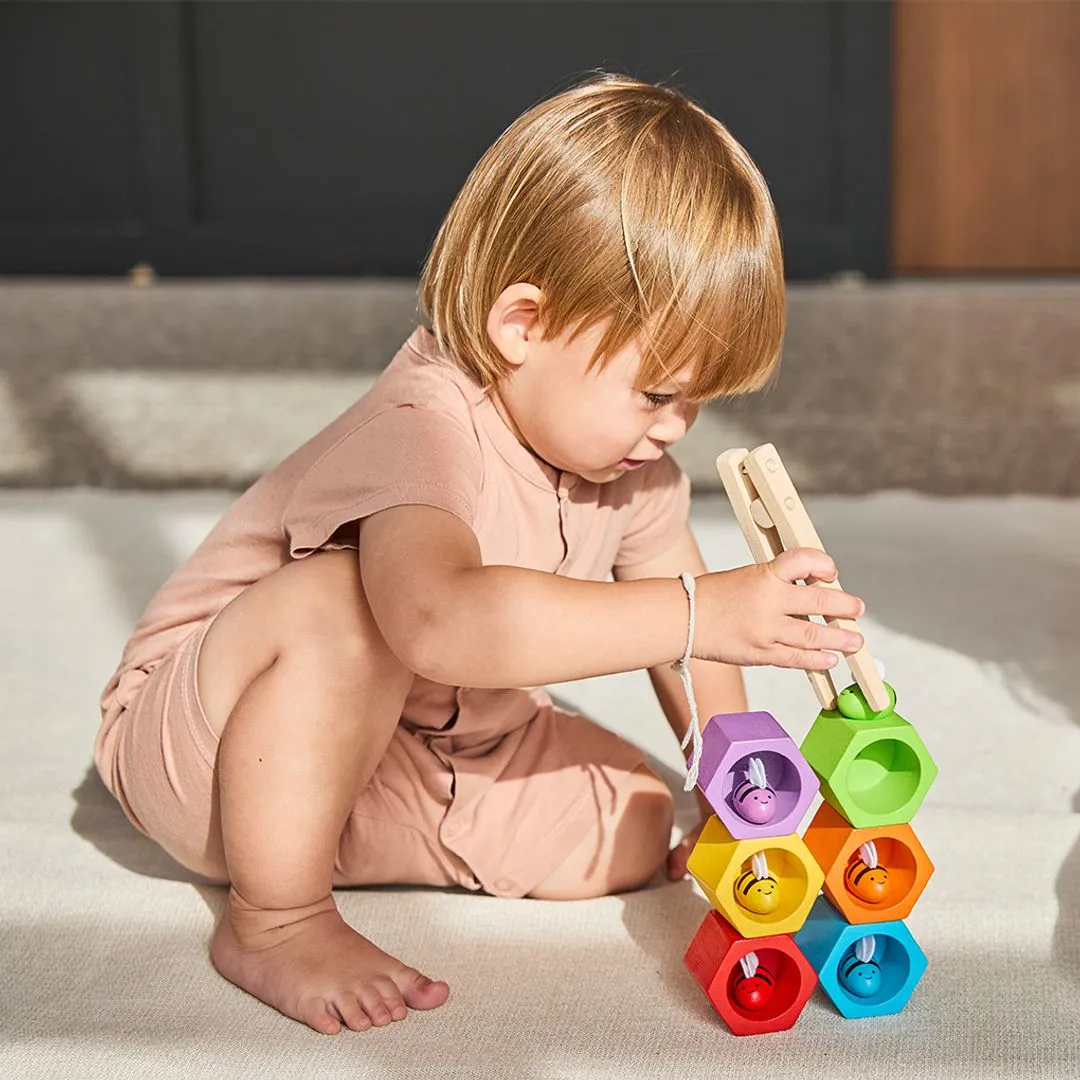 PlanToys Beehives jeu abeilles pince 6 ruches dès 3 ans