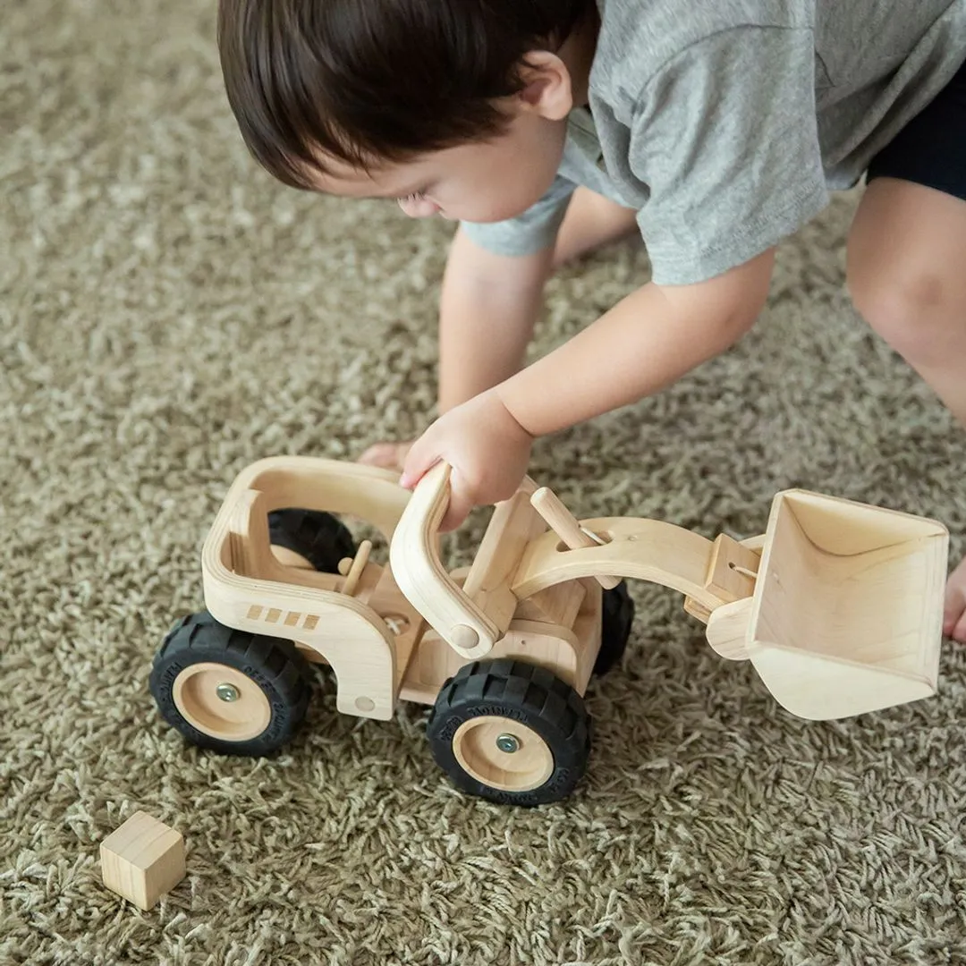 PlanToys Bulldozer engin chantier en bois dès 3 ans