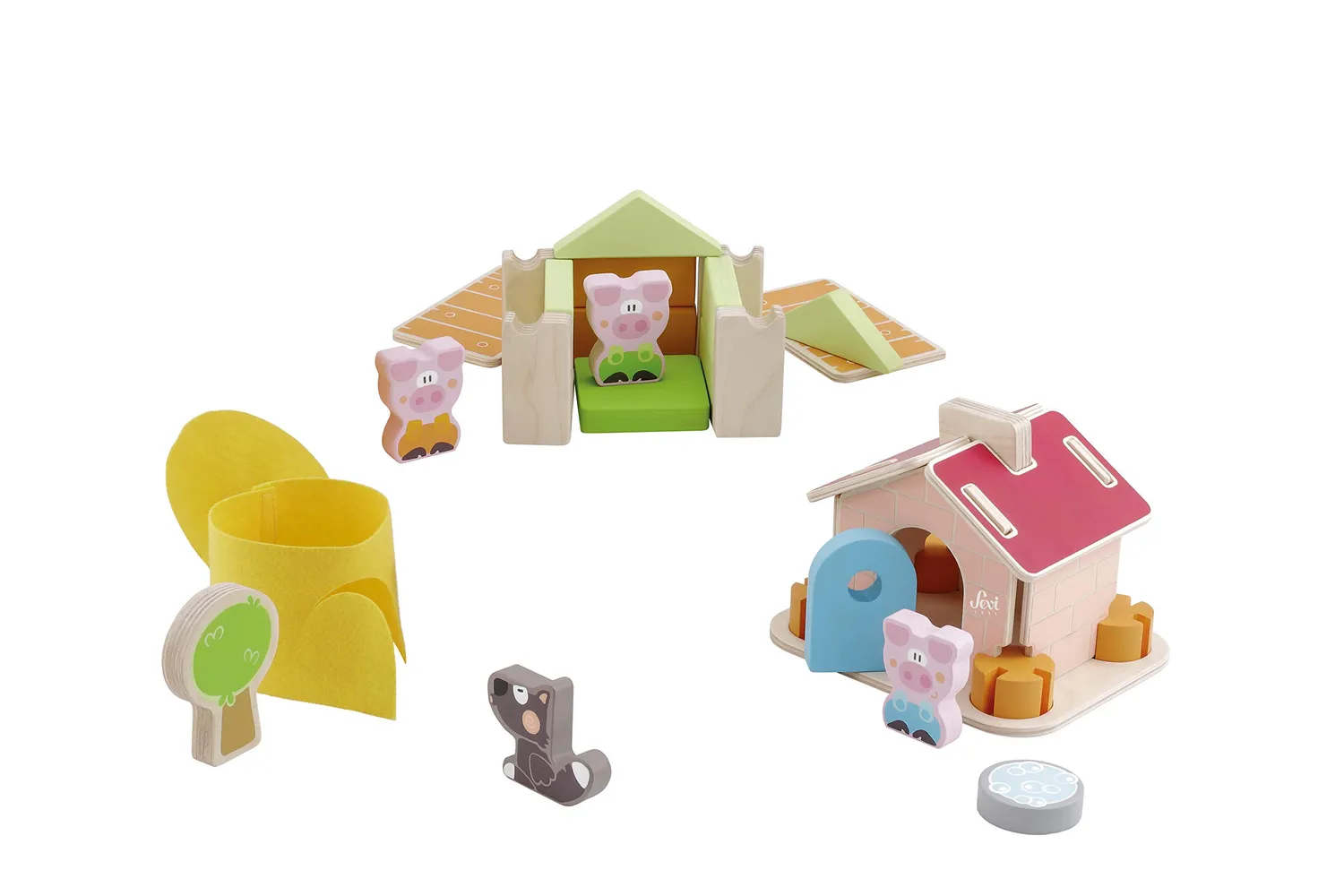 Trudi Sevi 83062 jeu construction bois 36 pièces cochons