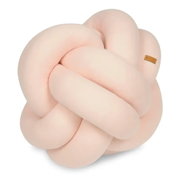 Velinda coussin nœud tressé 30x30cm Pêche coton