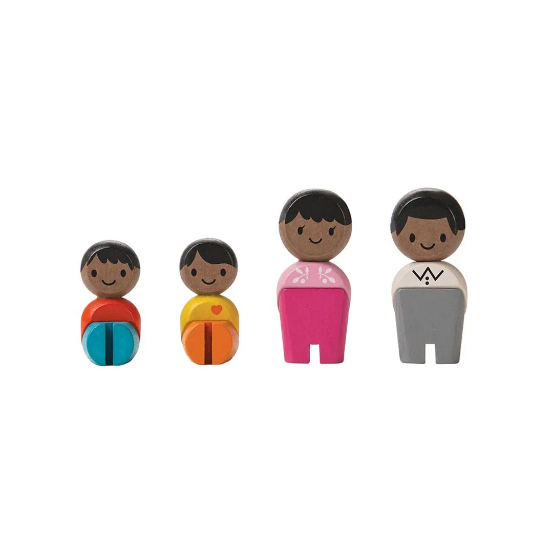 PlanToys Family figurines famille bois peau foncée 4p