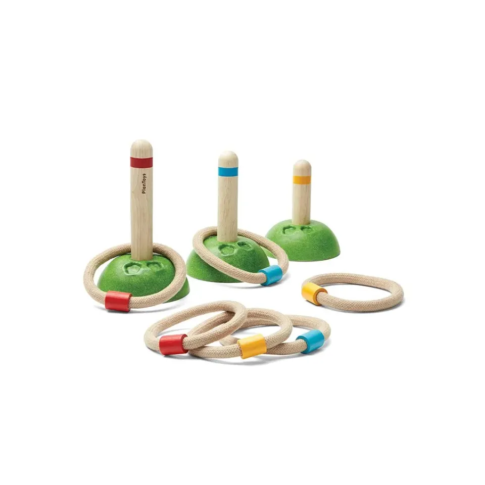 PlanToys Prairie jeu de lancer anneaux bois 6 anneaux