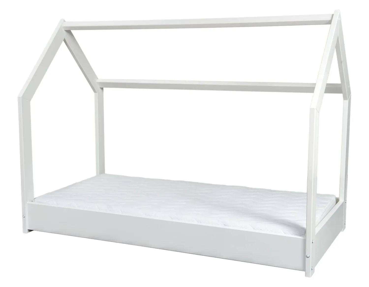 Velinda Cabane lit enfant bois 160x80cm blanc + matelas