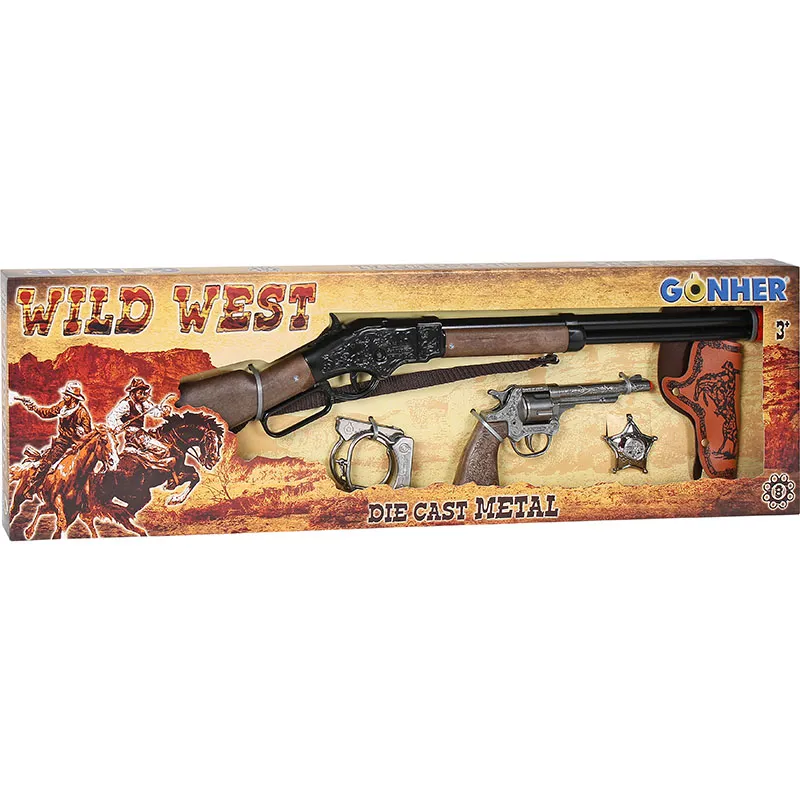 Gonher Wild-West grand set pistolet jouet 8 coups complet