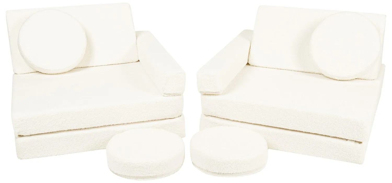 Velinda canapé bouclé modulaire menthe mousse enfant