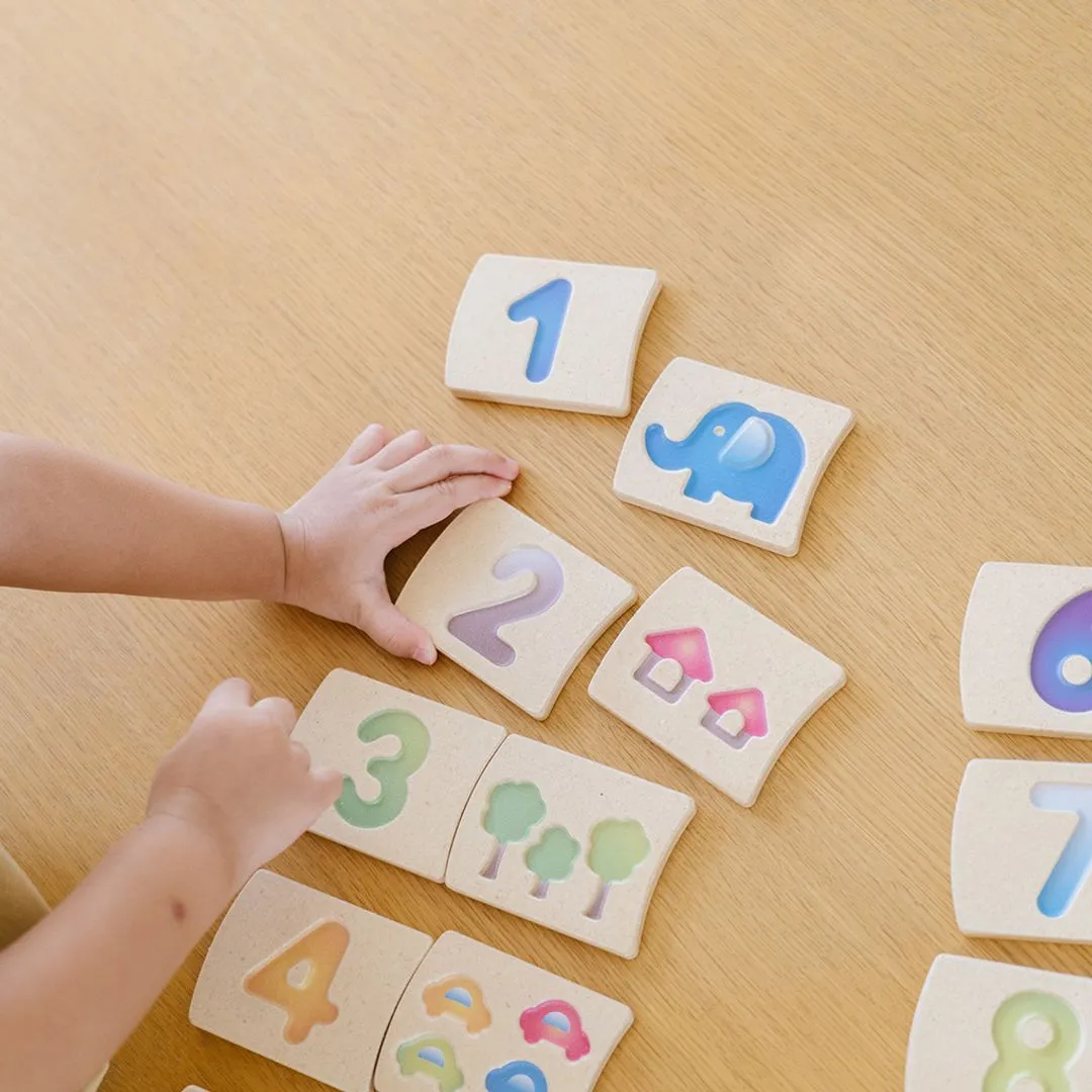 PlanToys Number 1-10 tuiles chiffres bois 20 pièces
