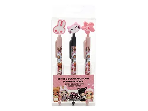 Na! Na! Na! Surprise lot 3 stylos bille chat fleur lapin