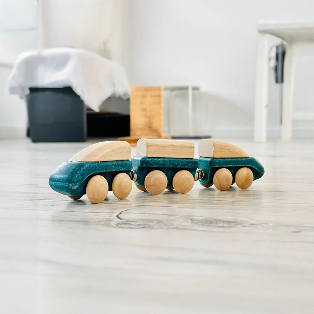 PlanToys Hybrid Train petit train magnétique 3 wagons bois