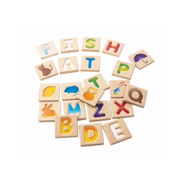 PlanToys Alphabet A-Z tuiles lettres bois dès 2 ans