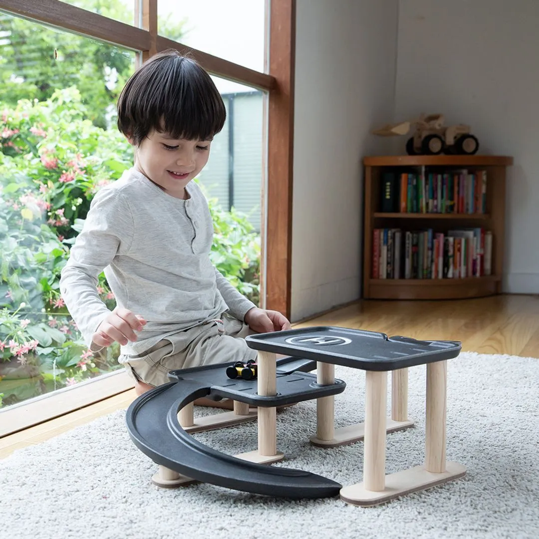 PlanToys Race N Play garage parking rampe craie