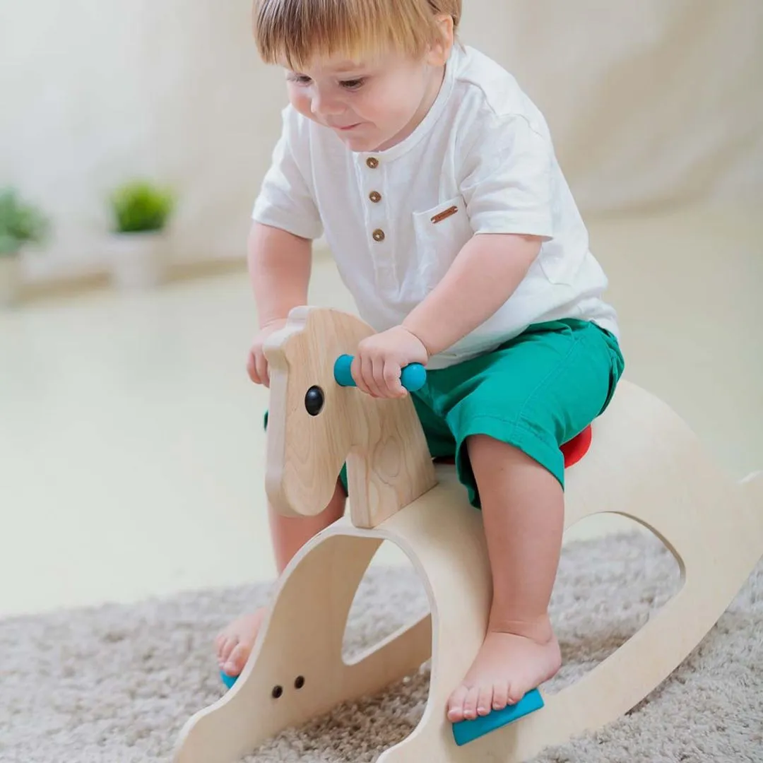 PlanToys Palomino cheval à bascule bois dès 2 ans