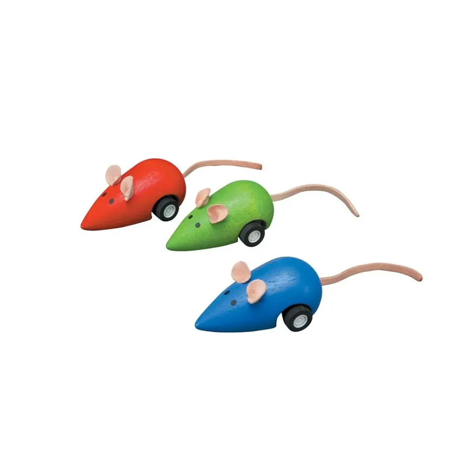 PlanToys Moving Mouse souris bois à friction couleur aléatoire