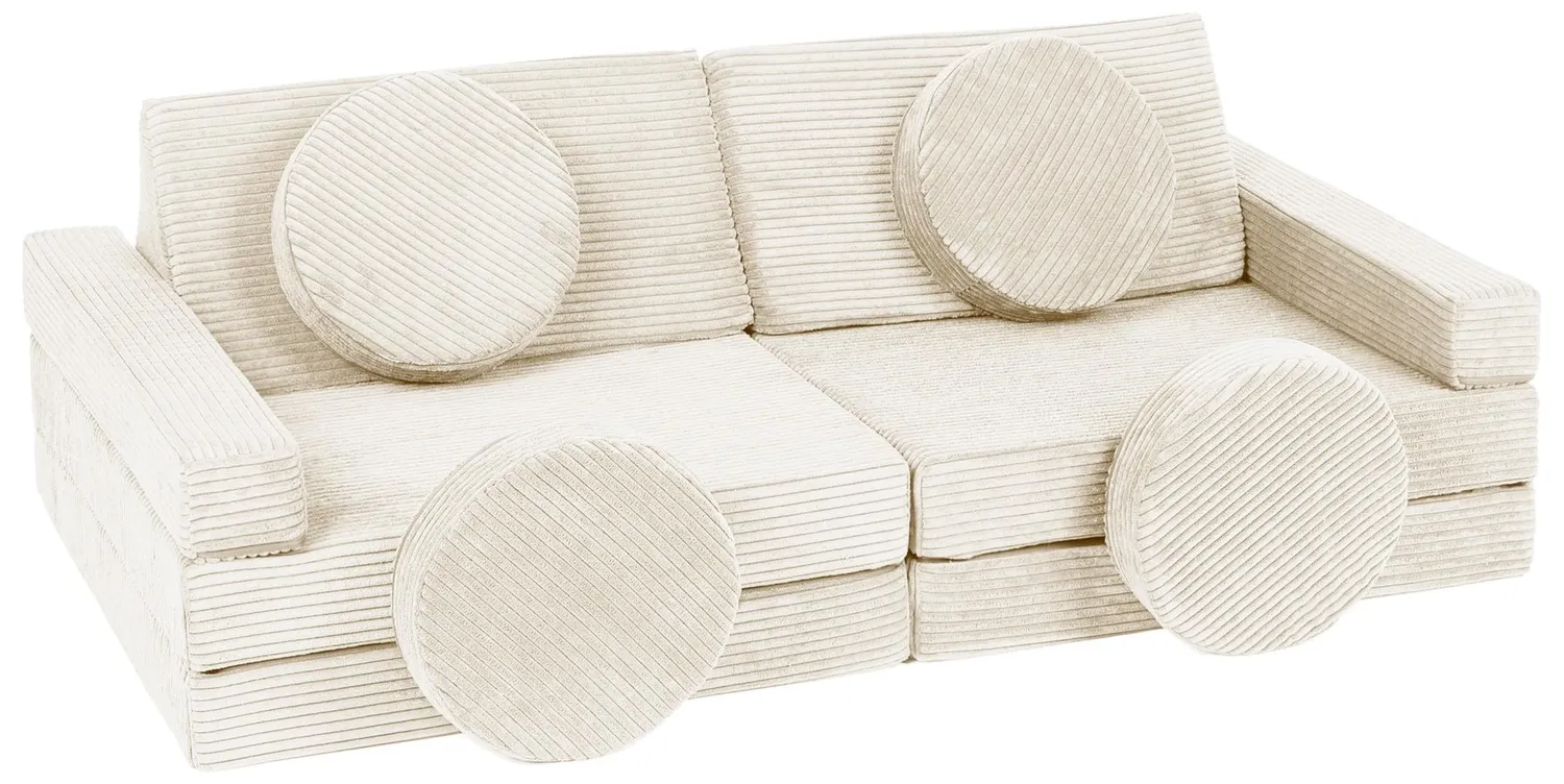 Velinda canapé modulaire enfant 10 modules crème côtelé