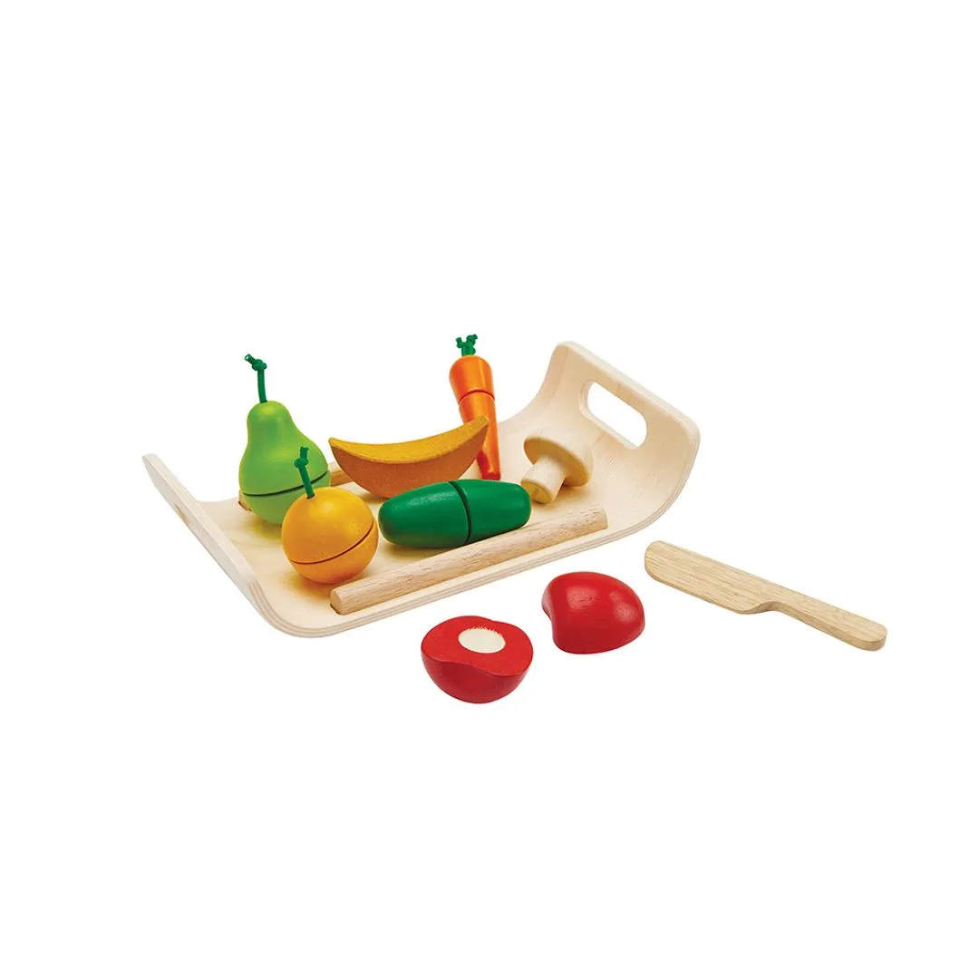 PlanToys Assorted Fruit Vegetable dinette à découper 18 mois