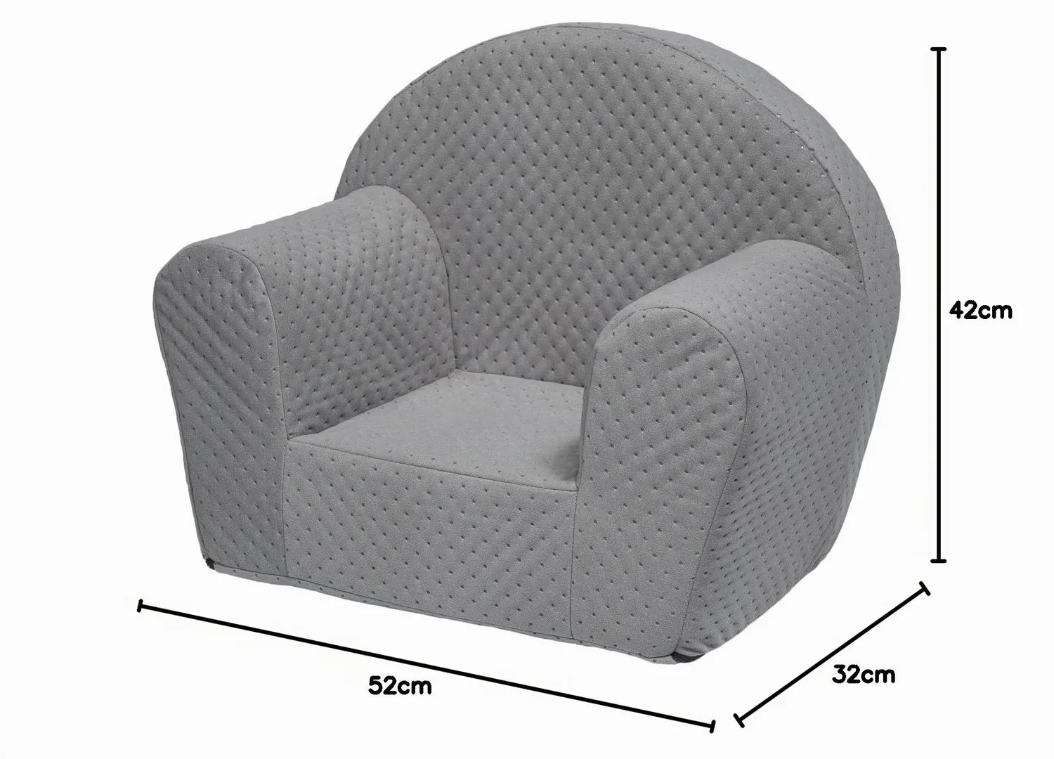 Velinda fauteuil piqué enfant gris 52 cm