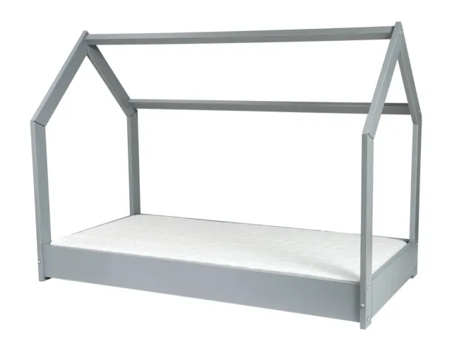 Velinda Maison cabane lit enfant 160x80 gris matelas ECO pin