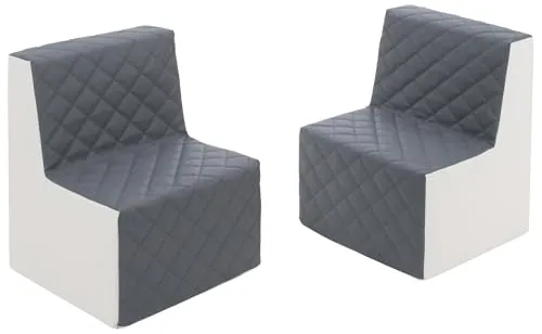 Velinda Repos 2 fauteuils enfant blanc gris éco-cuir