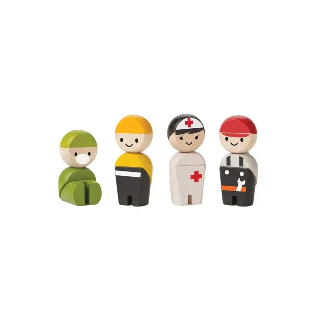 PlanToys Rescue Crew figurines secours bois 4 pièces