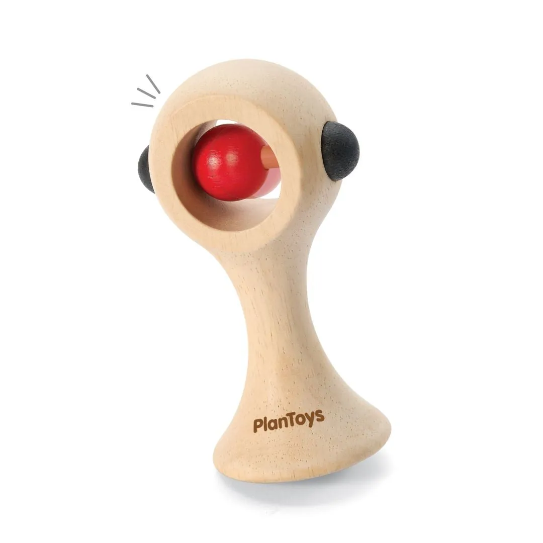 PlanToys Hochet contraste bois bébé 0-6 mois ergonomique