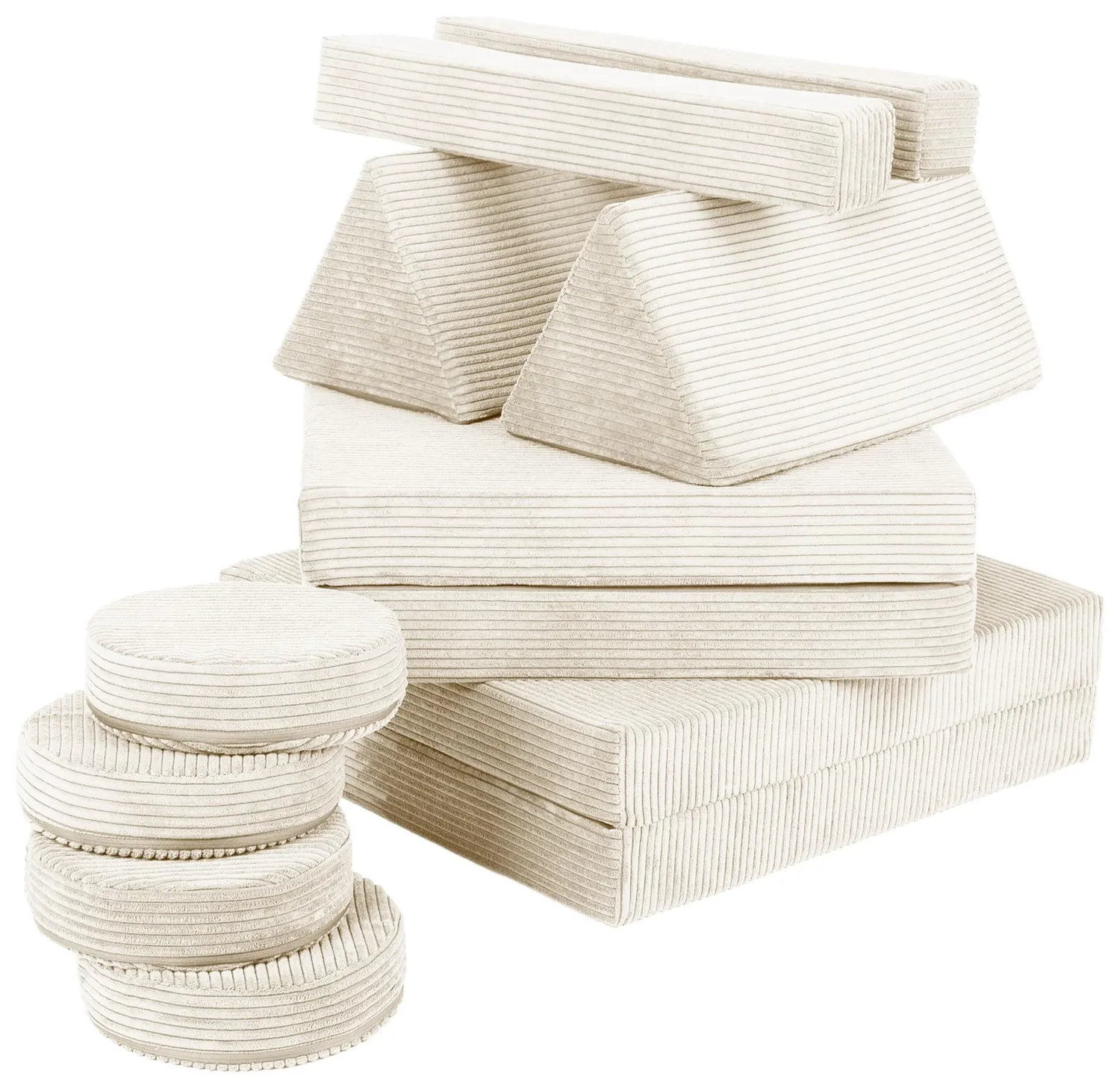 Velinda canapé modulaire enfant 10 modules crème côtelé