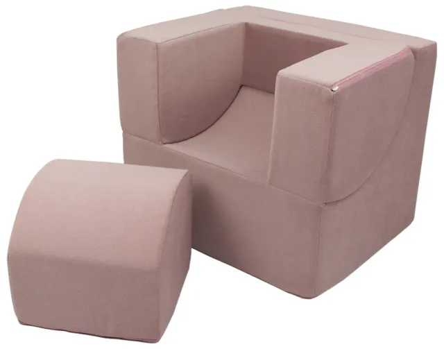 Velinda fauteuil enfant pliable pouf canapé rose clair