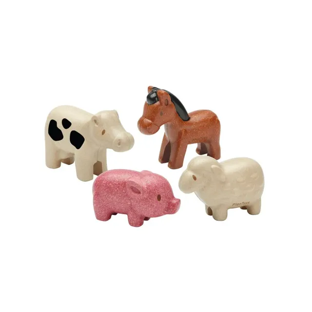 PlanToys Farm Animals Set animaux ferme bois 4 pièces