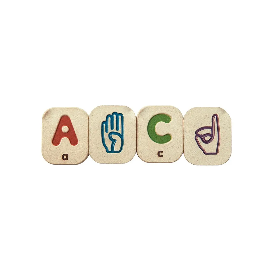 PlanToys Hand Sign Alphabet A-Z lettres bois langue des signes
