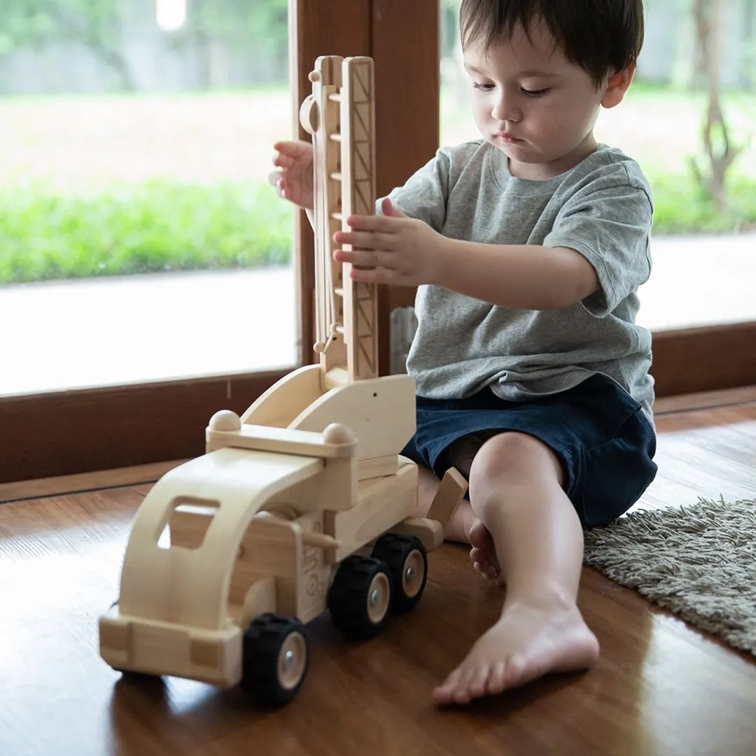 PlanToys Fire Truck camion pompier bois échelle rotative