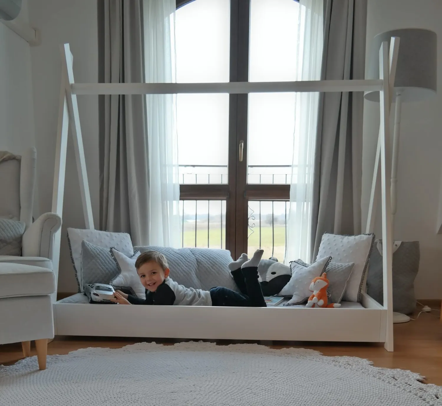 Velinda lit maison 2 en 1 enfant blanc 160x80 bois