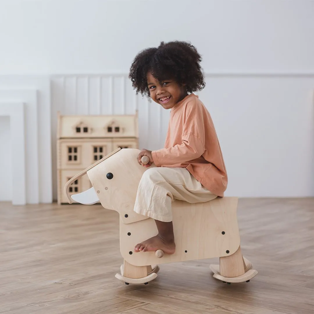 PlanToys Walking Elephant éléphant porteur bois 2 ans+