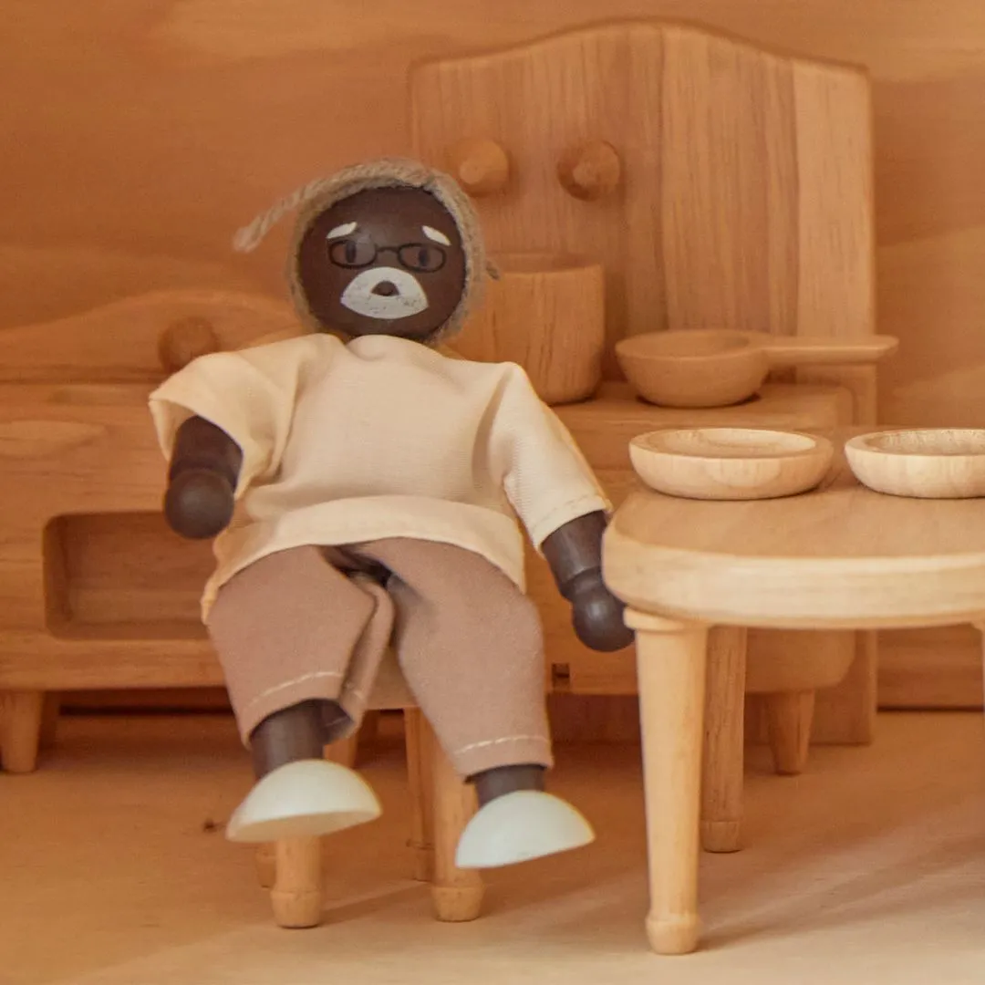 PlanToys Grand-père Figurine maison de poupée peau foncée