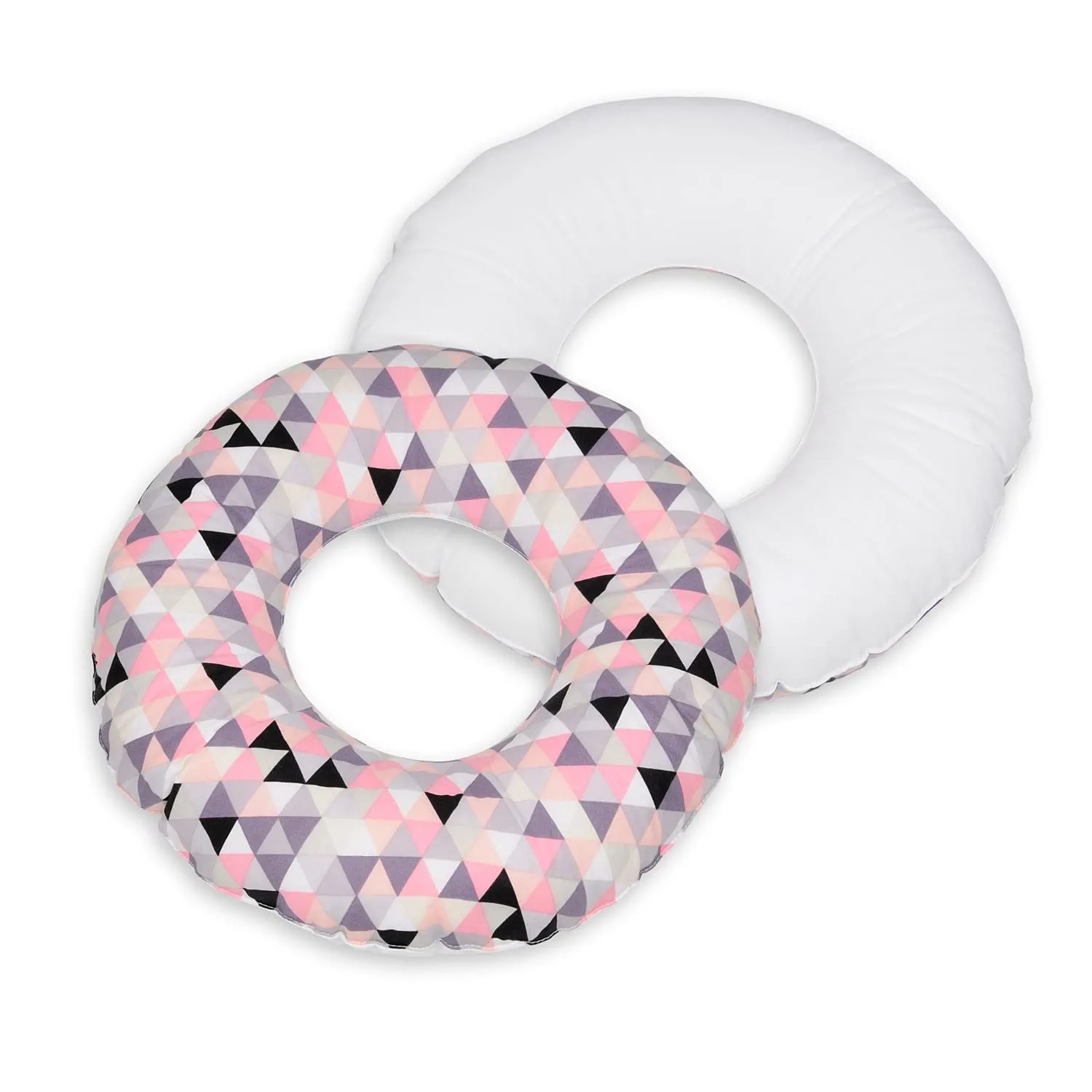 Velinda Coussin allaitement Triangles Beiges-Blanc 45 cm