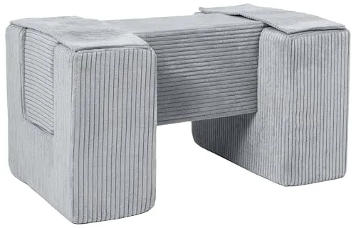 Velinda Passerelle Lot de 3 Blocs en Mousse Gris Velours Côtelé