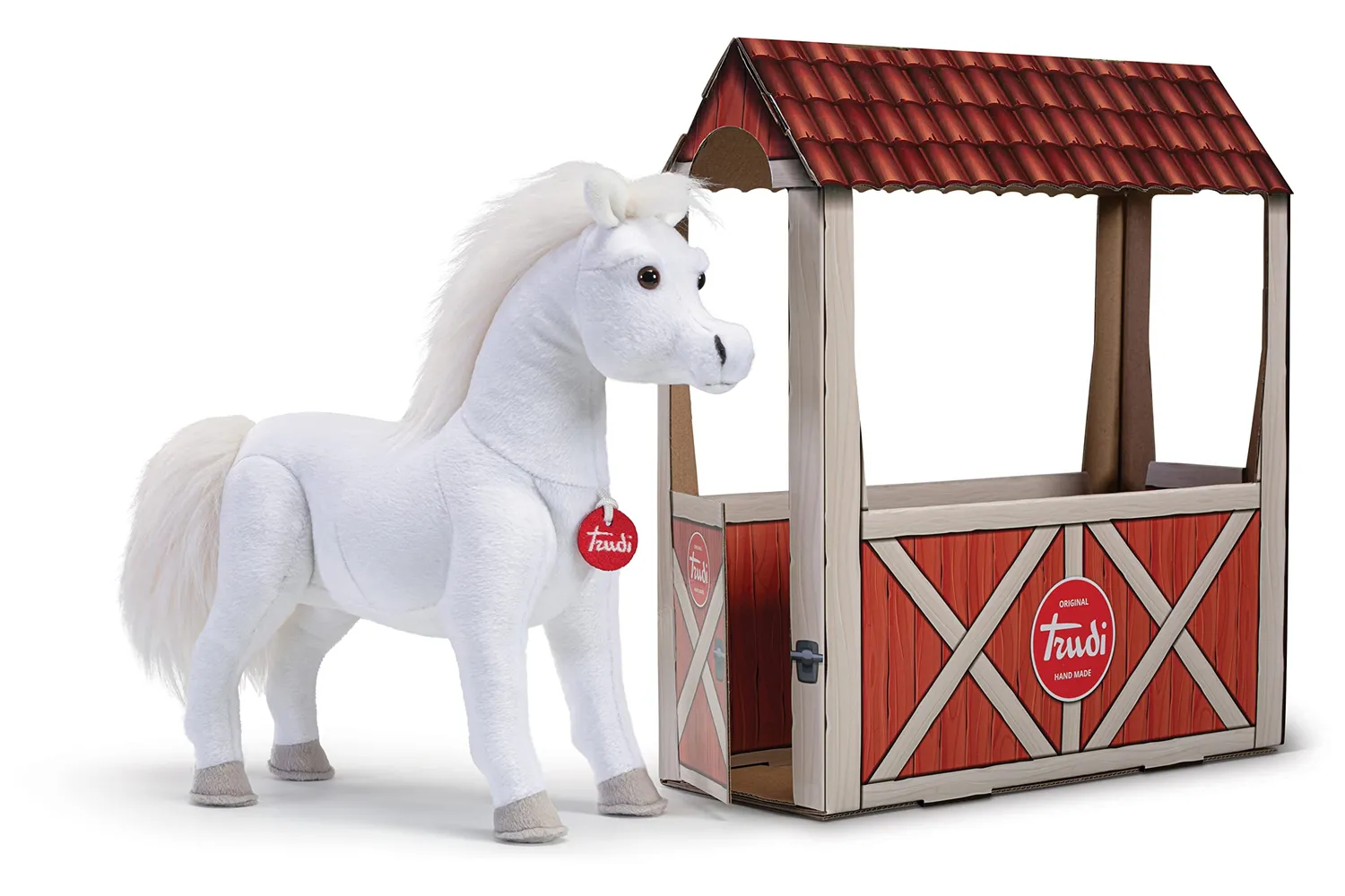 Trudi 23562 cheval blanc perle peluche M 39x41 cm