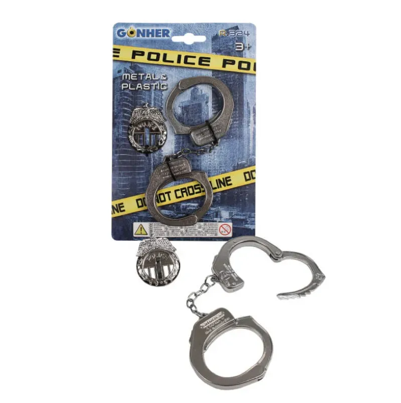 Gonher Police menottes + plaque métal enfant