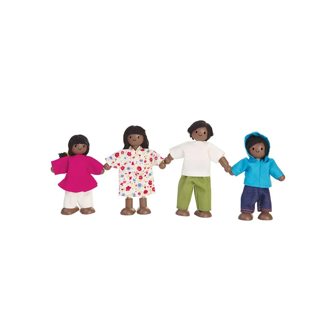 PlanToys Doll Family poupées peau foncée bois