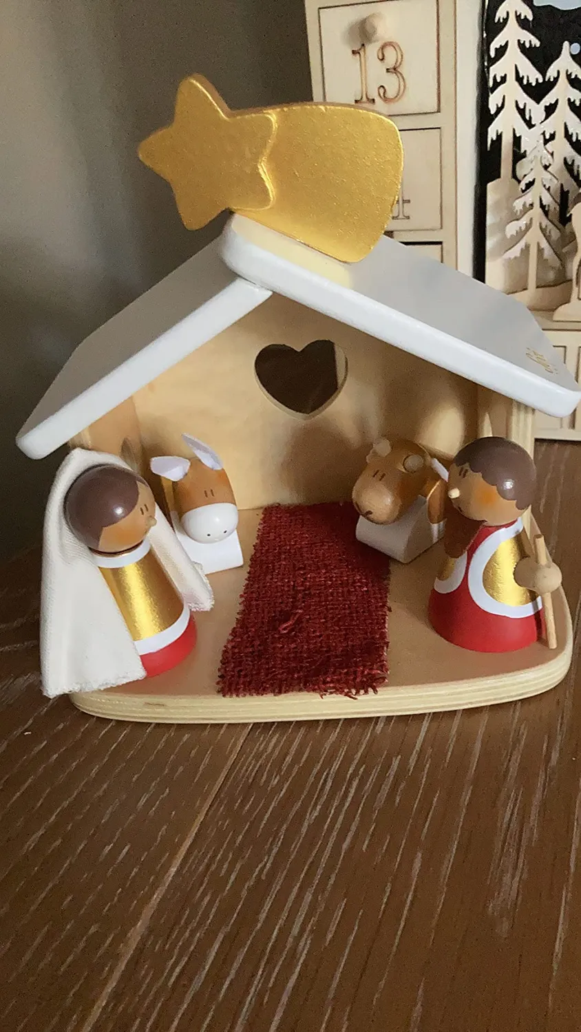 Sevi crèche Noël bois 5 figurines 7,5 cm