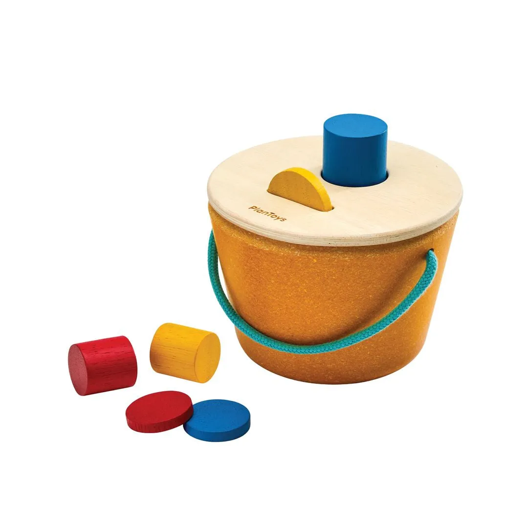 PlanToys Drop & Fit Bucket seau formes bois 12 mois