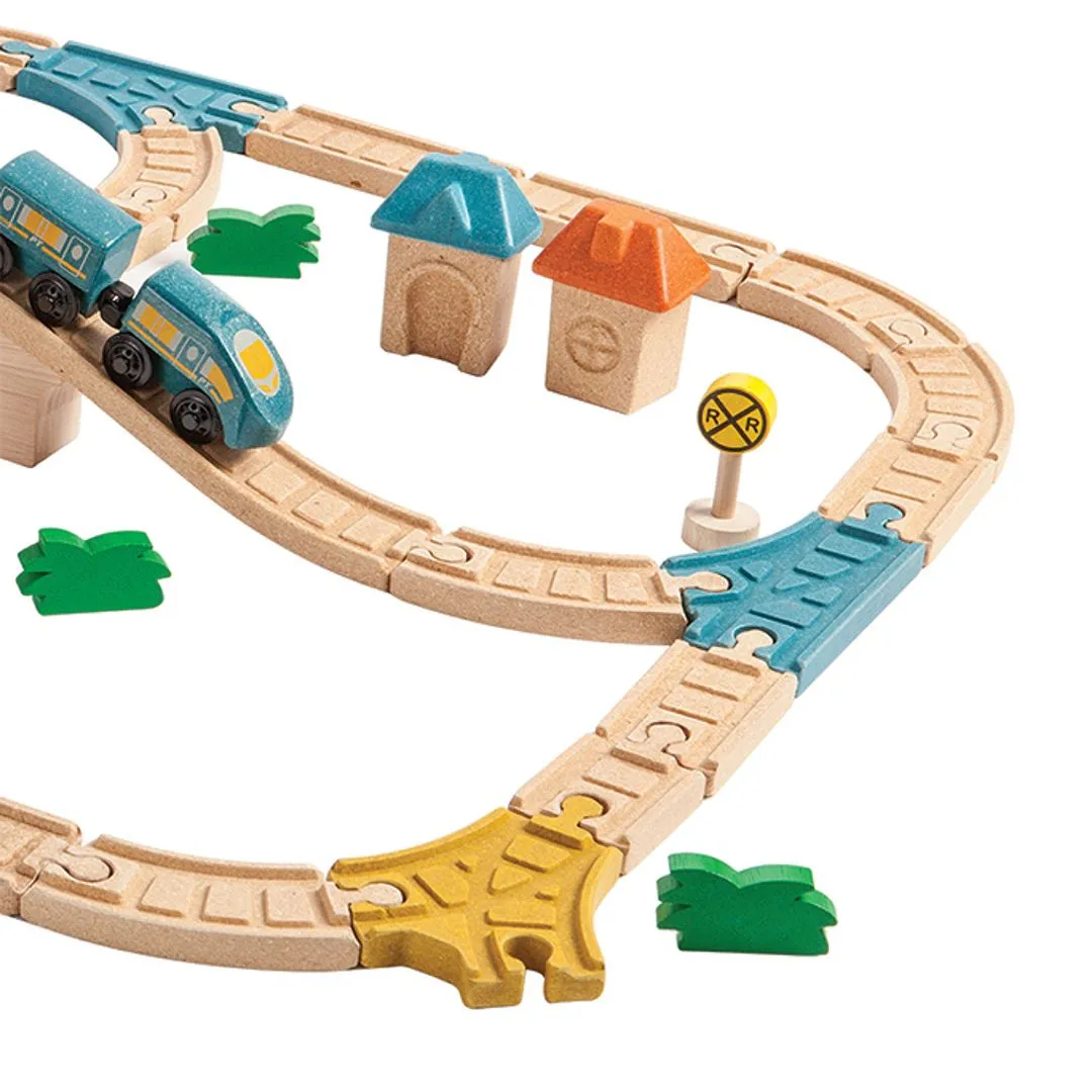 PlanToys One-Lane Straight Track rails bois droits 20 pièces