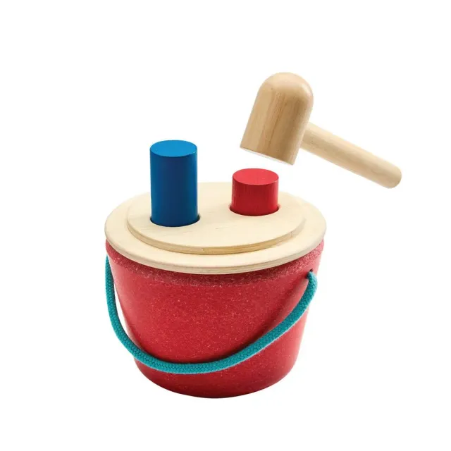 PlanToys Hammering Peg Bucket jeu à marteler bois 12 mois