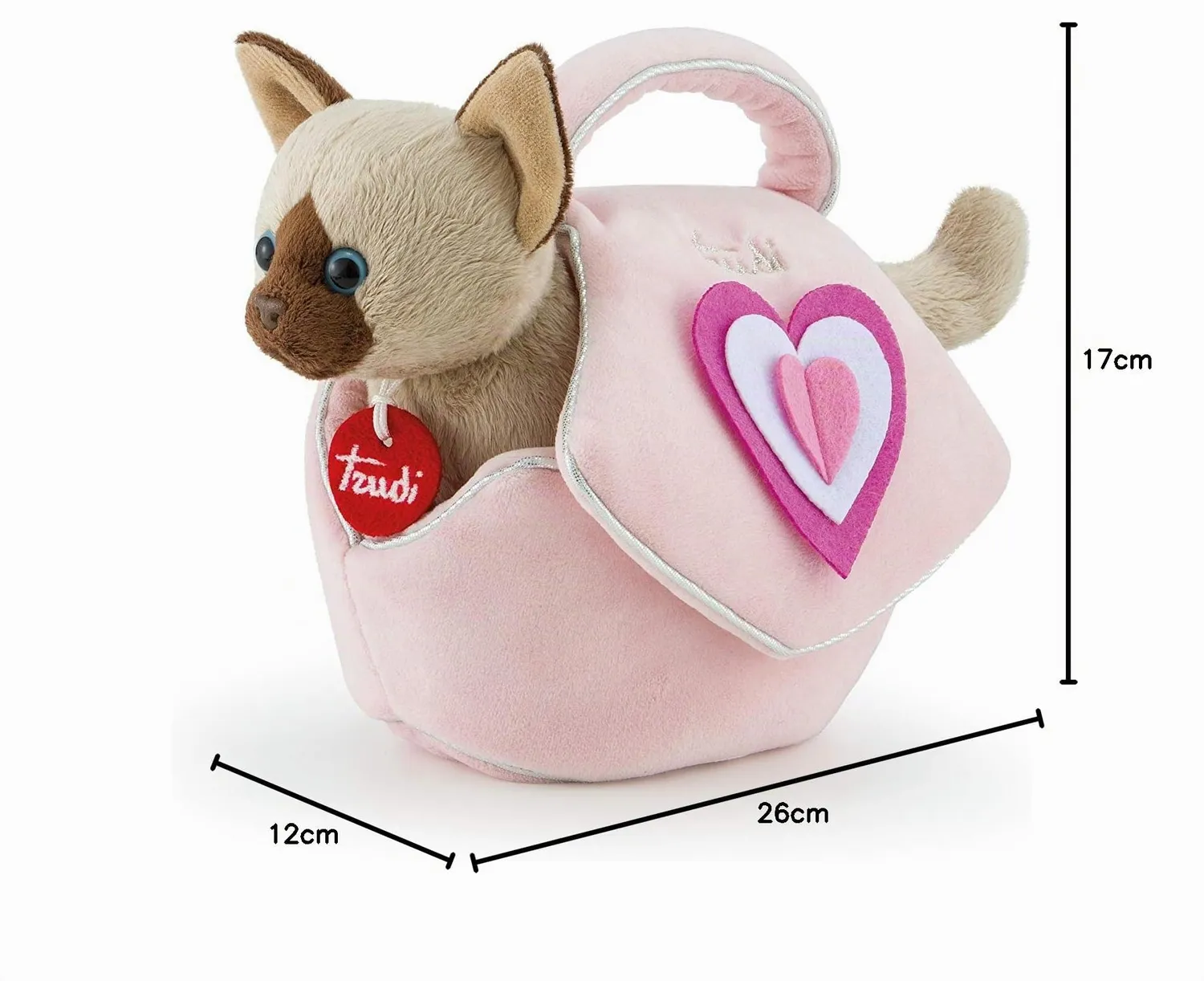 Trudi Fashion Pets 29716 peluche chat sac rose XS 26 cm coeurs