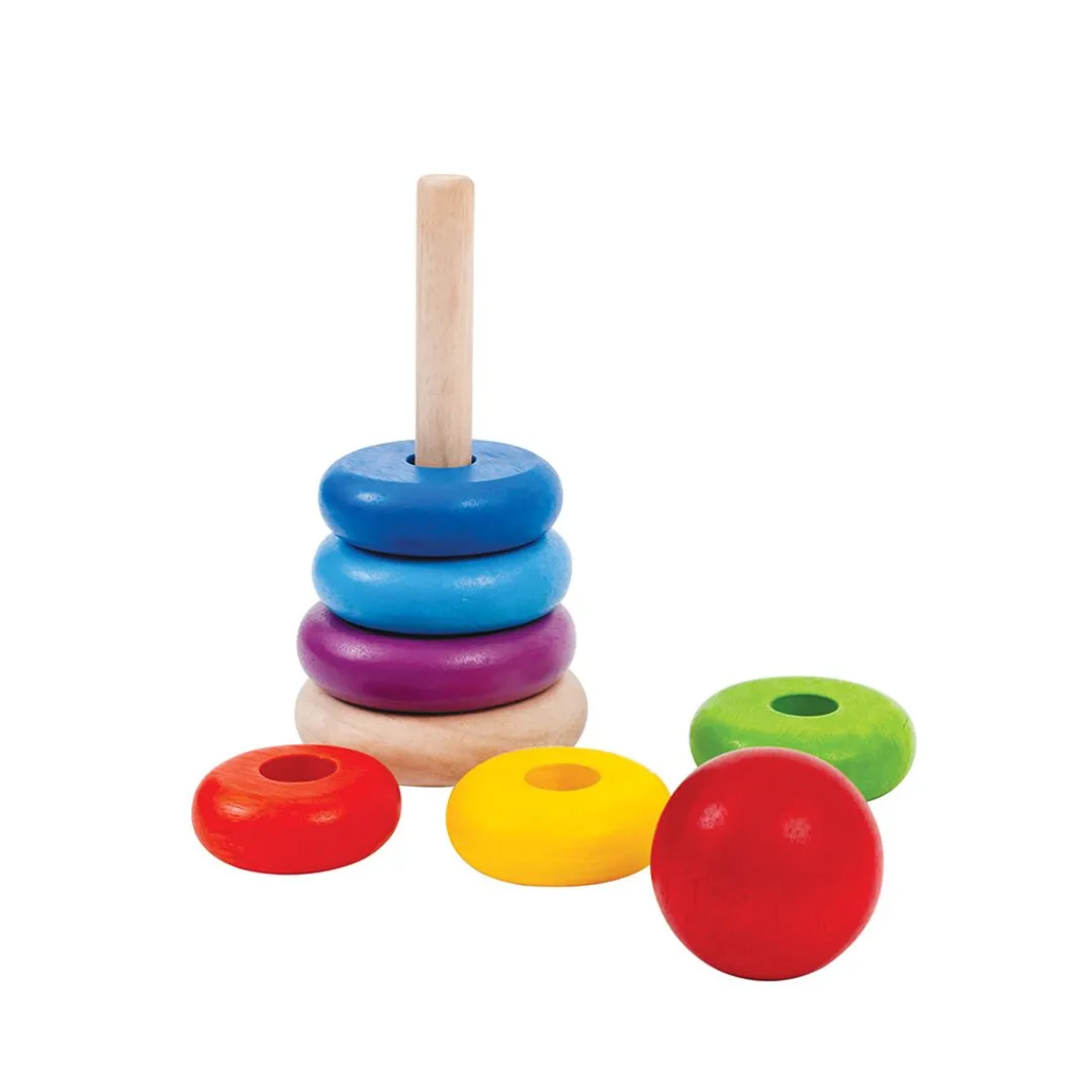 PlanToys Stacking Ring pyramide anneaux bois 12 mois