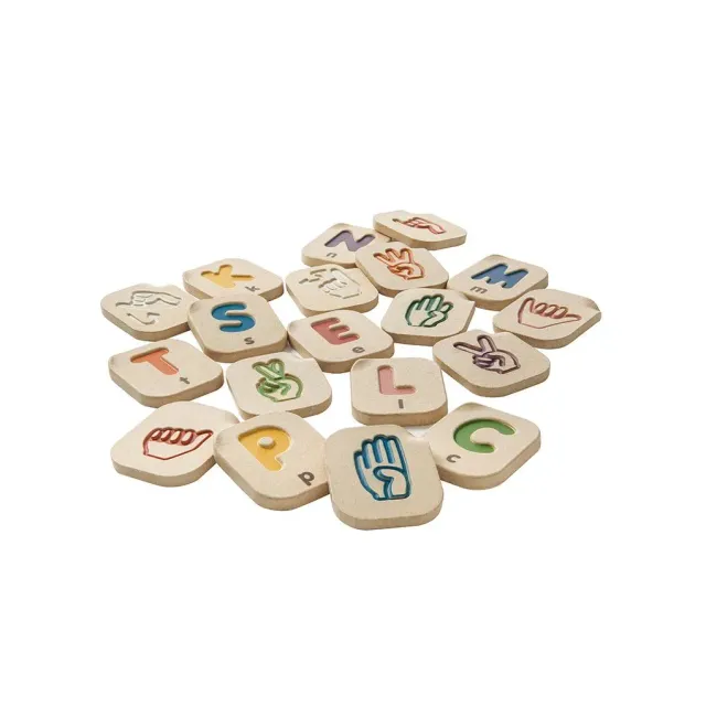 PlanToys Hand Sign Alphabet A-Z lettres bois langue des signes