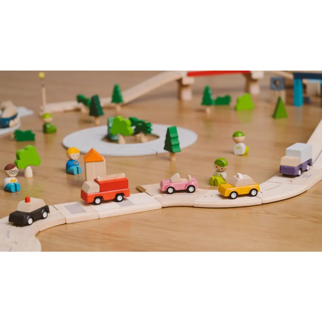 PlanToys Yellow Taxicab voiture bois taxi jaune