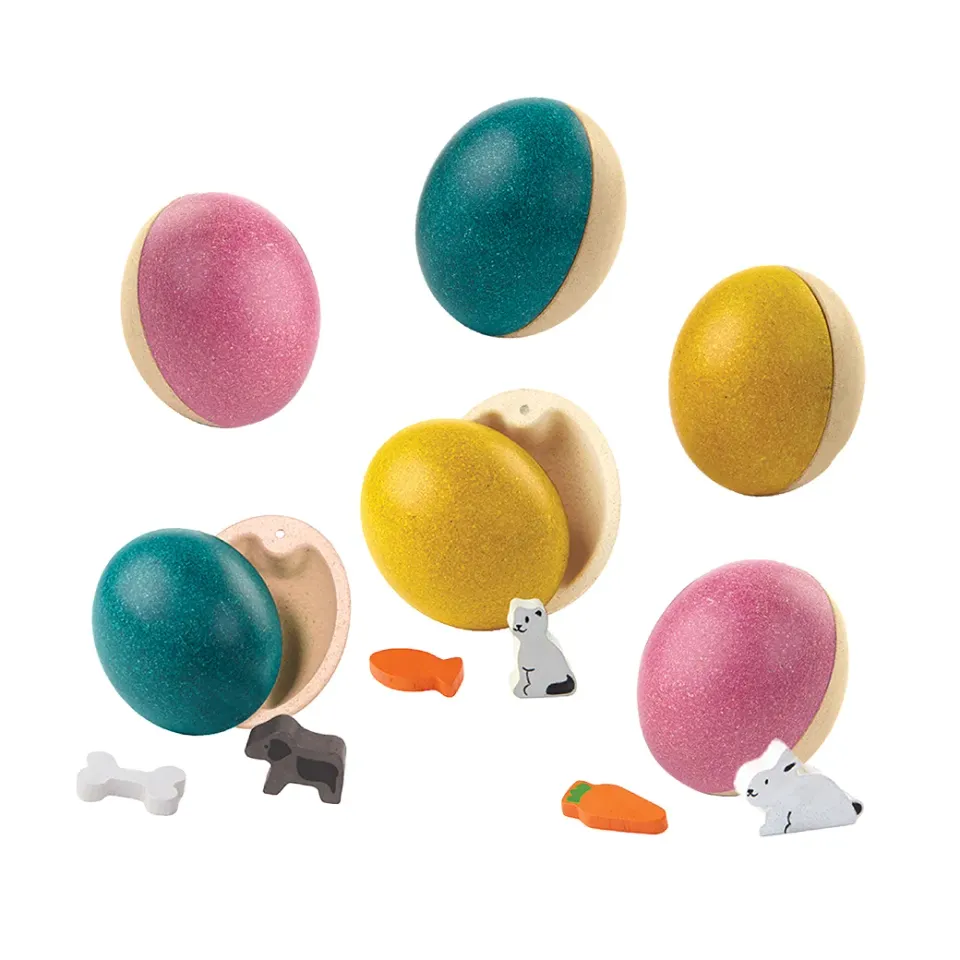 PlanToys Easter Egg œufs Pâques bois animaux 6 pièces