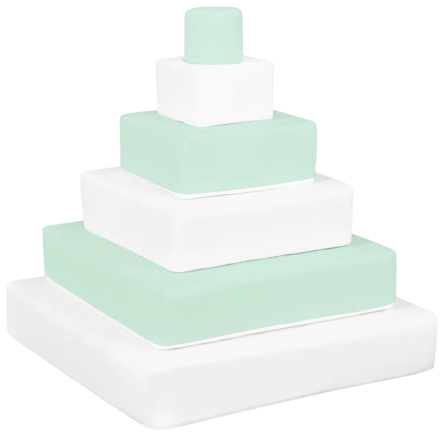 Velinda Pyramide lot 6 gros blocs en mousse blanc bleu pastel motricité