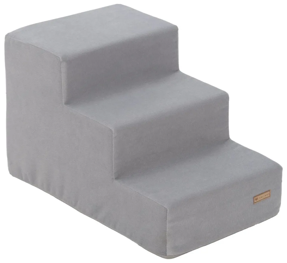 Velinda Escalier Chien Chat 3 Marches Mousse Gris