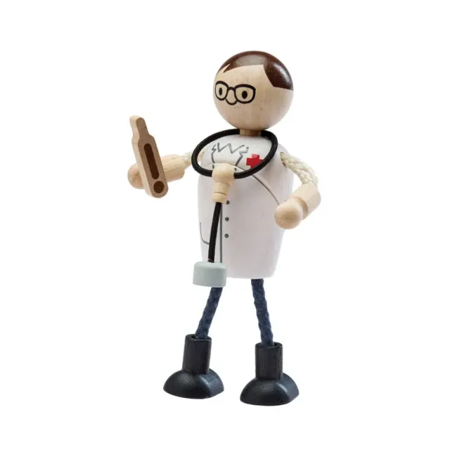 PlanToys Doctor Doll poupée docteur bois 3 ans