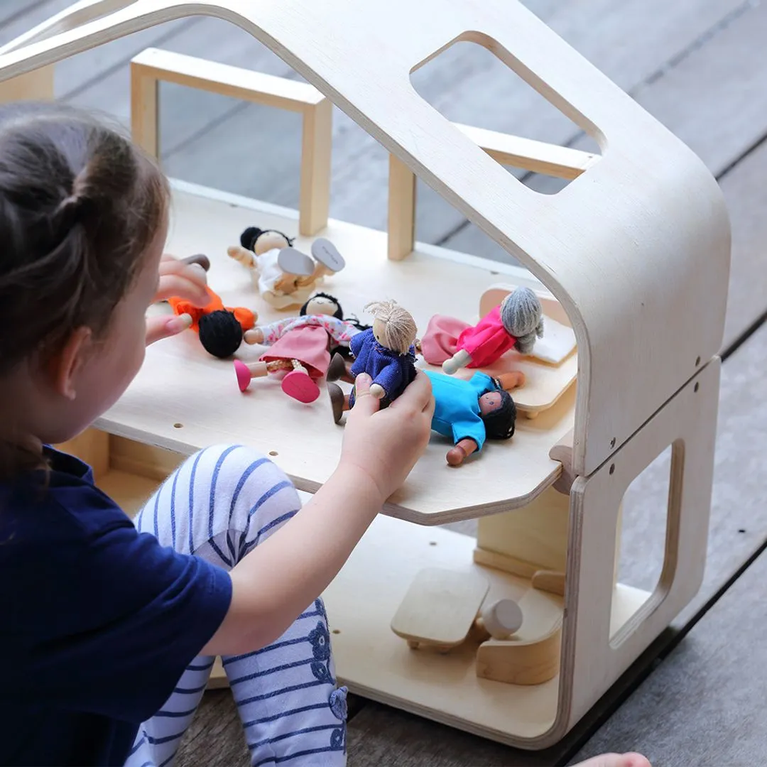 PlanToys Contemporary maison poupée bois meublée 2 étages
